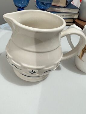 Longaberger Woven Traditions Classic Blue Stoneware Pitcher